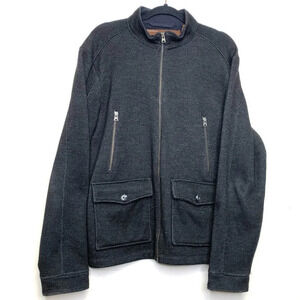 Perry Ellis Mens Charcoal Grey Wool Blend Zip Up Utility Jacket Size Large